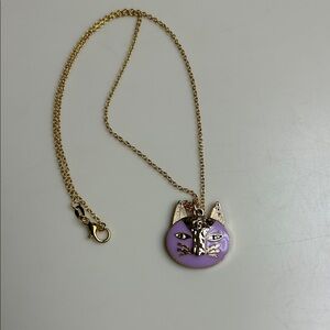 Gold and Purple Cat Pendant Necklace